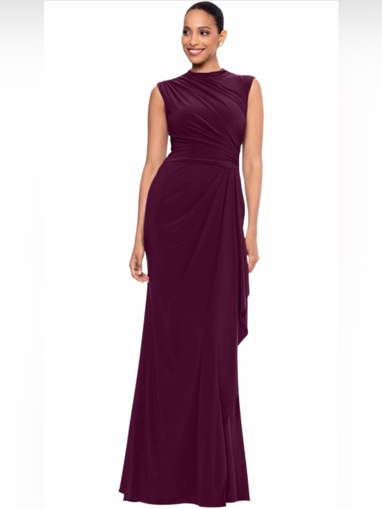Ba Nites Dresses & Skirts - Betsy Adam’s Elegant Sleeveless Wine Maxi High Neck w/Body-con Ruching 12 NWT
